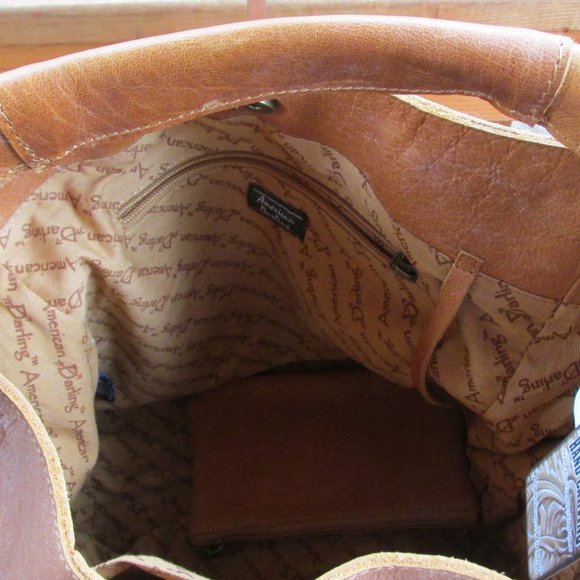 American Darling Large Conceal Carry Fringe Bag Hand Tooled Sunflowers - Picture 6 of 9